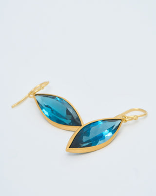 london blue topaz navette drop earrings
