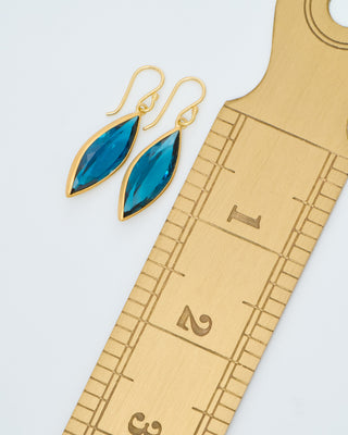 london blue topaz navette drop earrings