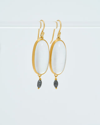 long oval quartz drop earrings