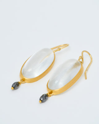 long oval quartz drop earrings