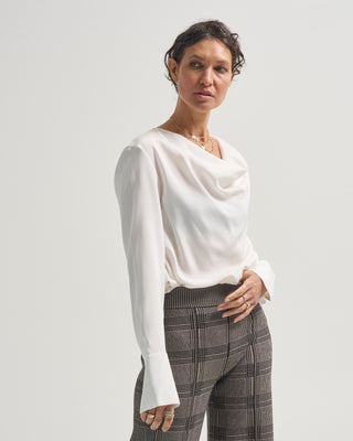 long sleeve cowl neck blouse