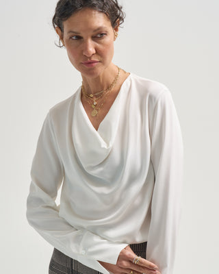 long sleeve cowl neck blouse
