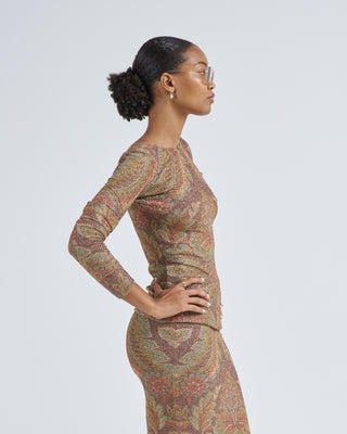 long sleeved top with boat neck