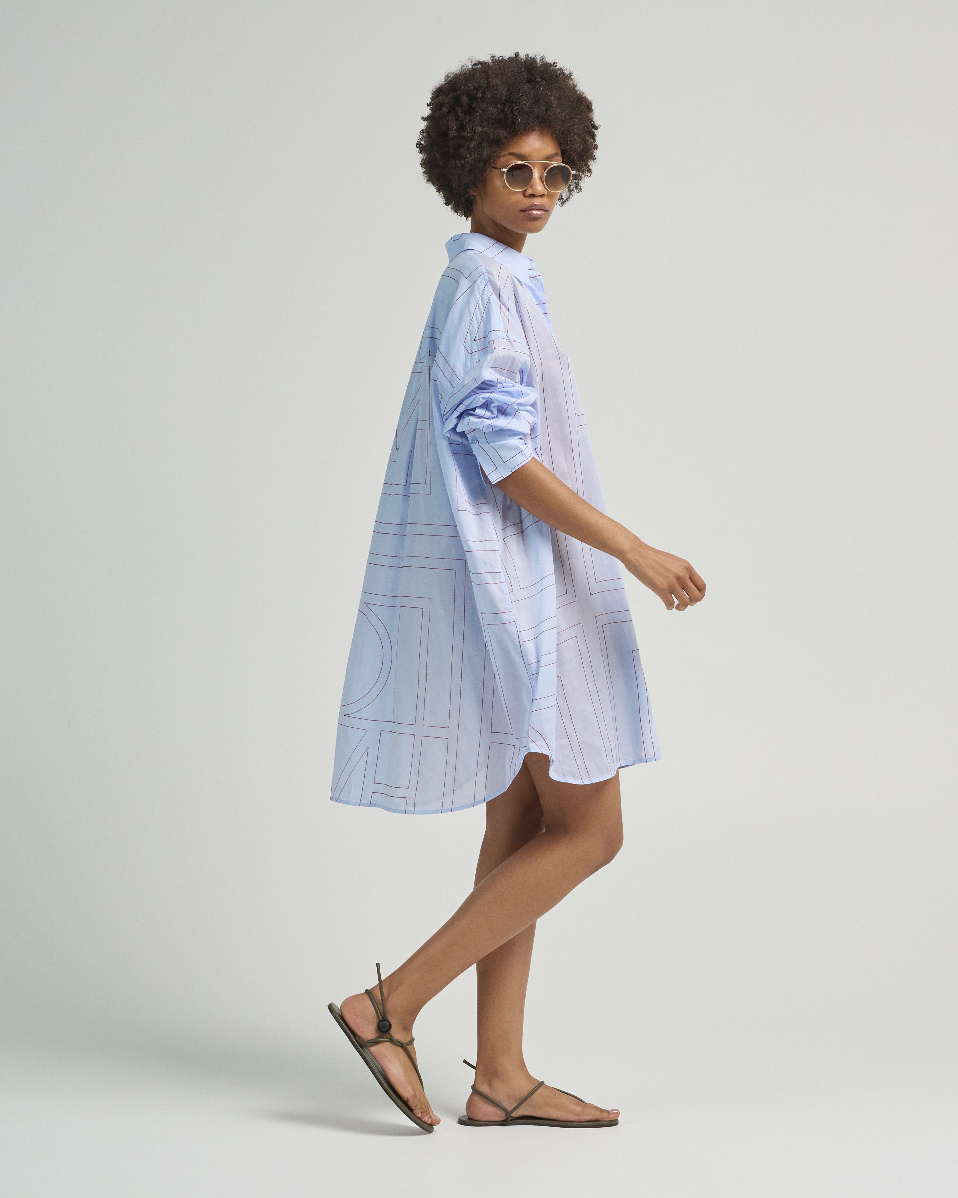 Toteme Long Summer Shirt Sky/Red