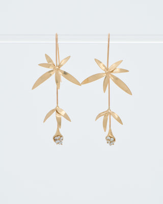 long wildflowers w/ keshi pearls earrings