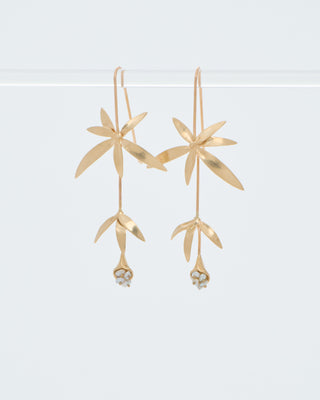 long wildflowers w/ keshi pearls earrings