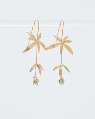 long wildflowers w/ keshi pearls earrings