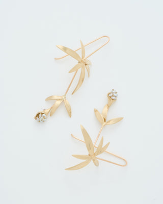 long wildflowers w/ keshi pearls earrings