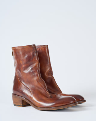 low boot almond toe slight heel back zipper