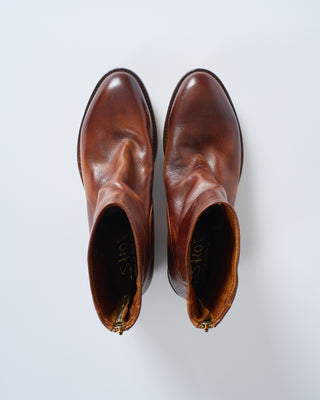 low boot almond toe slight heel back zipper