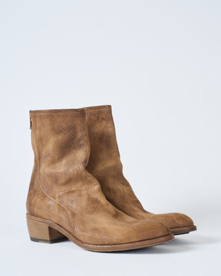 low boot almond toe slight heel back zipper