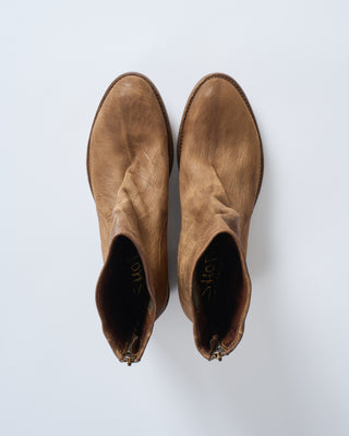 low boot almond toe slight heel back zipper