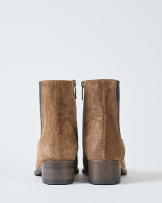 low heel short suede boot side zipper