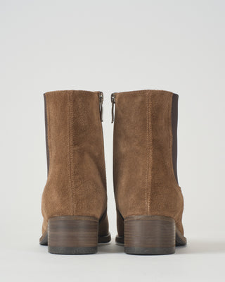 low heel short suede boot side zipper