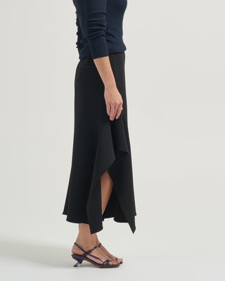 luxe crepe knit side drape skirt