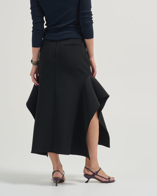 luxe crepe knit side drape skirt