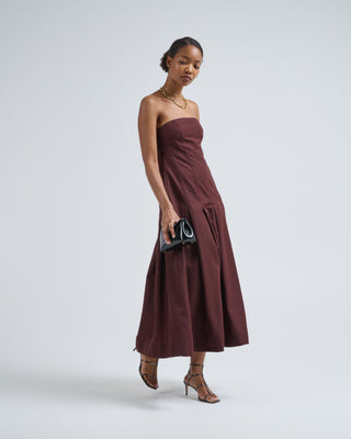 Kallmeyer Maeve Pleated Dress Mahogany