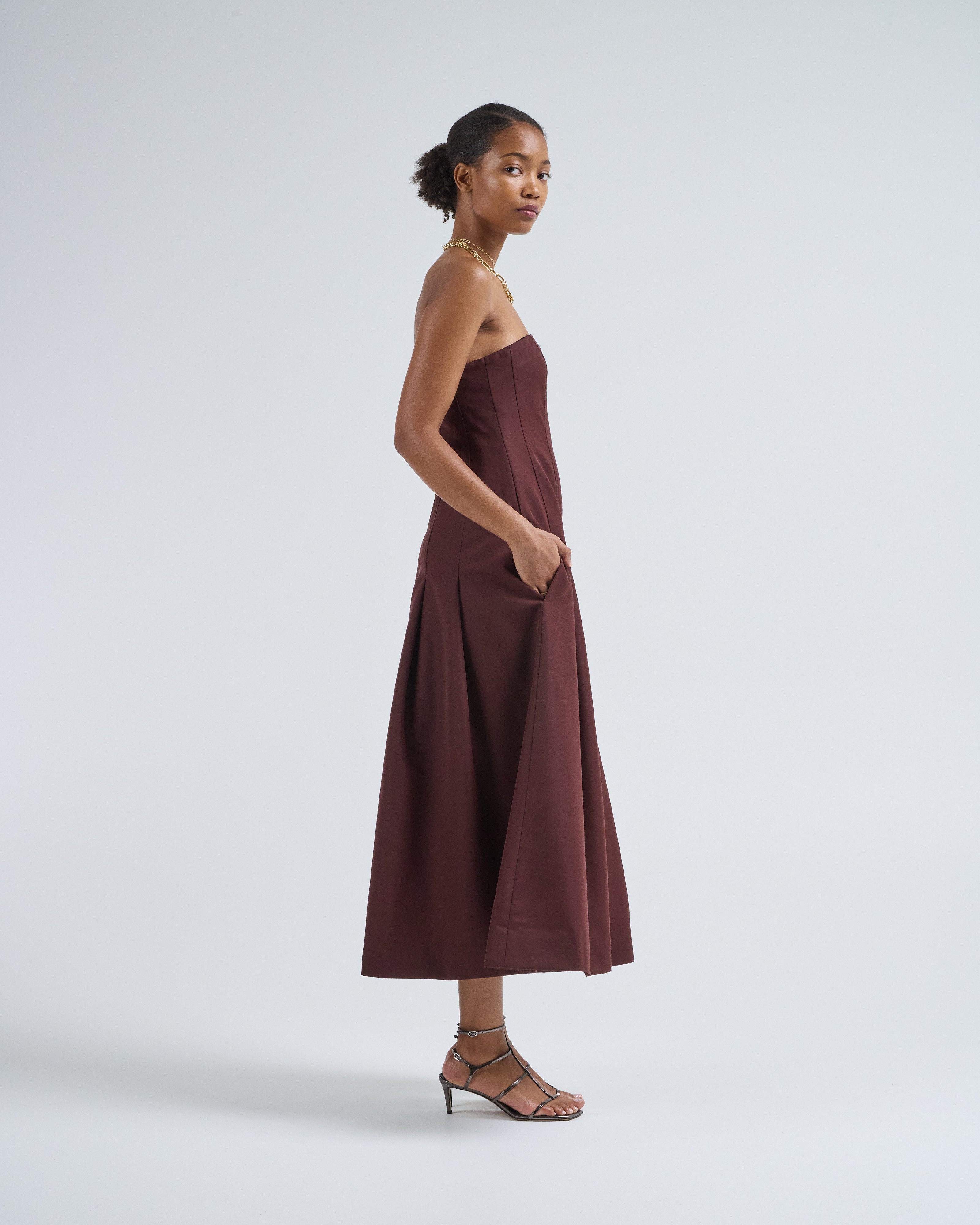 Kallmeyer Maeve Pleated Dress Mahogany Kallmeyer Maeve Pleated Dress Mahogany