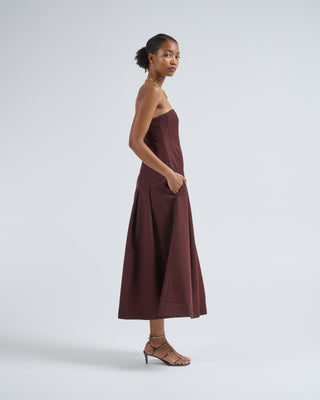 Kallmeyer Maeve Pleated Dress Mahogany