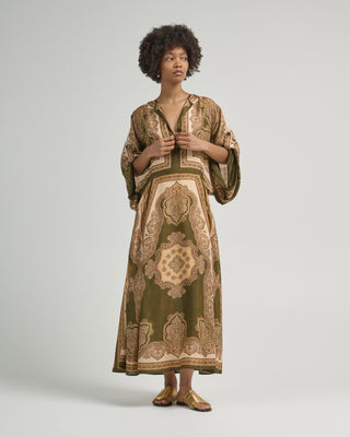 tunic midi dress for women ZIMMERMANN Tunic Midi Dress | Women's Designer Linen Long Sleeve Dress | Cream/Navy Geo