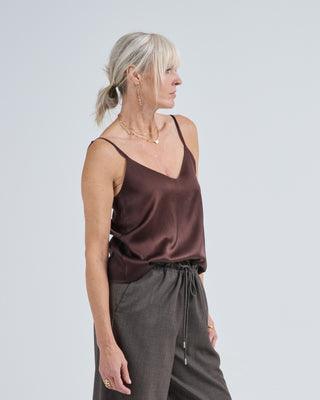 marble lamination effect silk tank top