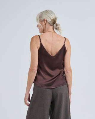 marble lamination effect silk tank top