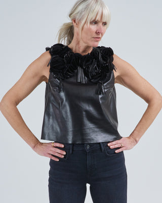 marlowe floral applique leather top