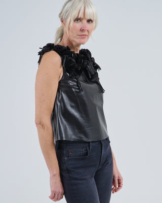 marlowe floral applique leather top