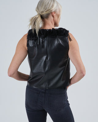 marlowe floral applique leather top