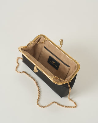 maud tassel clutch in recycled satin