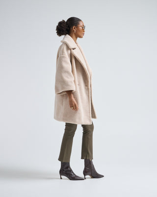 melange teddy db knee length coat