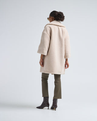 melange teddy db knee length coat