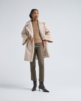 melange teddy db knee length coat