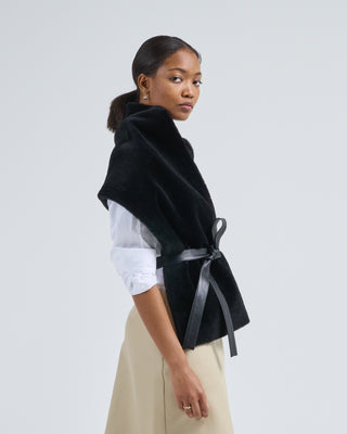 merino shearling belt scarf