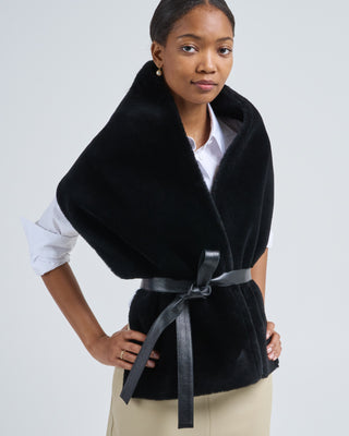 merino shearling belt scarf
