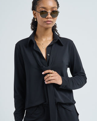 micro jersey lavailliere blouse