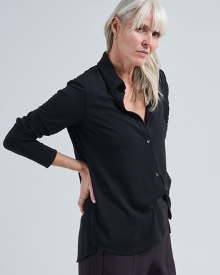 micro jersey long sleeve blouse