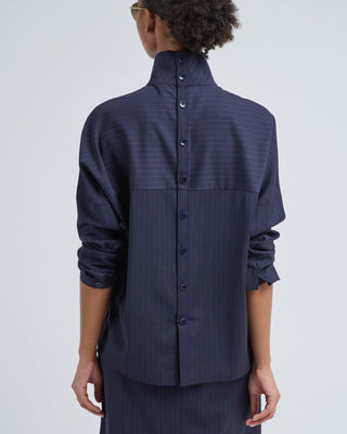 mier pinstripe funnel neck dolman sleeve top