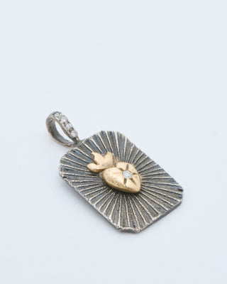 mixed metal sacred heart aura tag