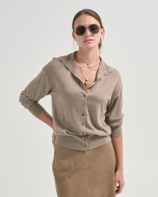 mock neck cardigan