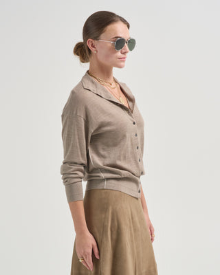mock neck cardigan