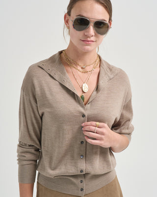 mock neck cardigan