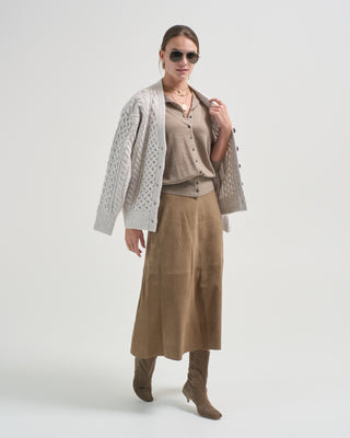 mock neck cardigan