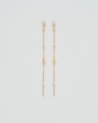 moonstone and diamond long chain earrings