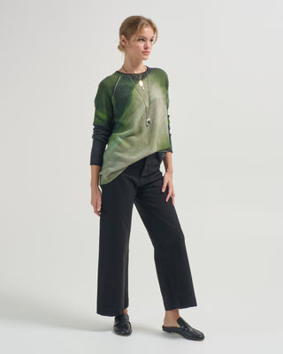 multicolored panel crew sweater