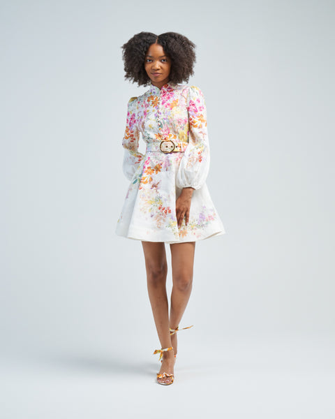 Zimmermann Natura Buttoned Mini Dress Kaleidoscope Garden