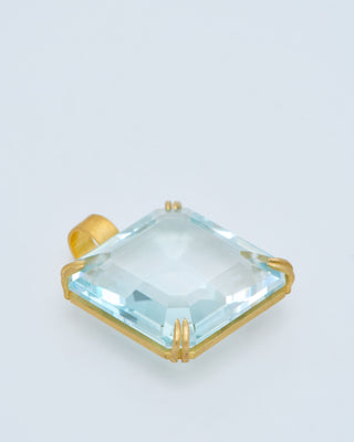 natural blue topaz cube pendant