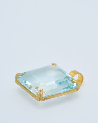 natural blue topaz cube pendant