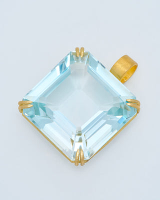 natural blue topaz cube pendant