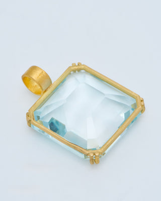 natural blue topaz cube pendant